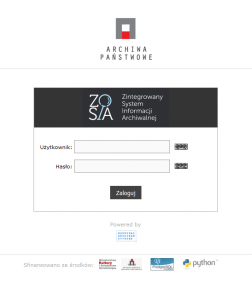 Ekran logowania do systemu ZoSIA