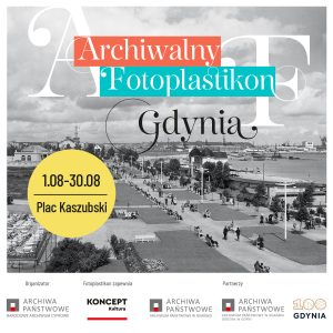 Plakat informujący o Archiwalnym Fotoplastikonie w Gdyni